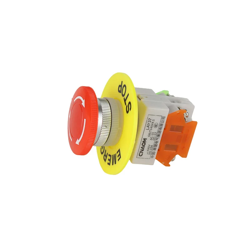 Red Mushroom Cap 1NO 1NC DPST Emergency Stop Push Button Switch AC 660V 10A Switch Equipment Lift Elevator Latching Self Lock