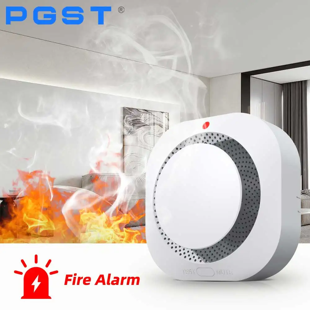 433MHz Wireless Smoke Detector Fire Alarm Sensor for Home Security System Compatible with Alarm Host