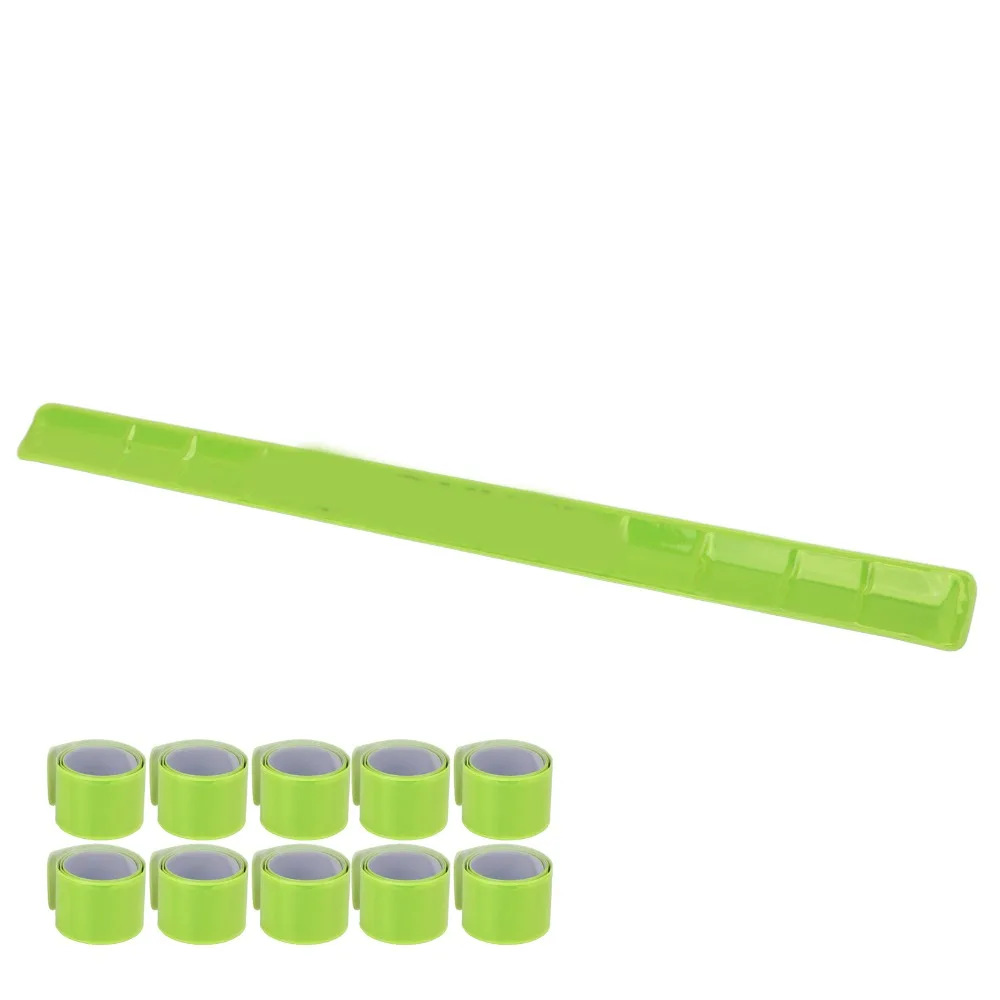 10PCS Safe High Visibility Reflective Slap Bands Steel 40*3cm Snap Bracelet Armbands Safety Reflector Strips Cycling