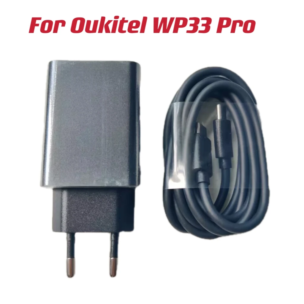 Original New Oukitel WP33 Pro RT6 WP27 Cell Phone AC Adapter Travel Charger EU Plug +Type-C USB Cable Wire Line