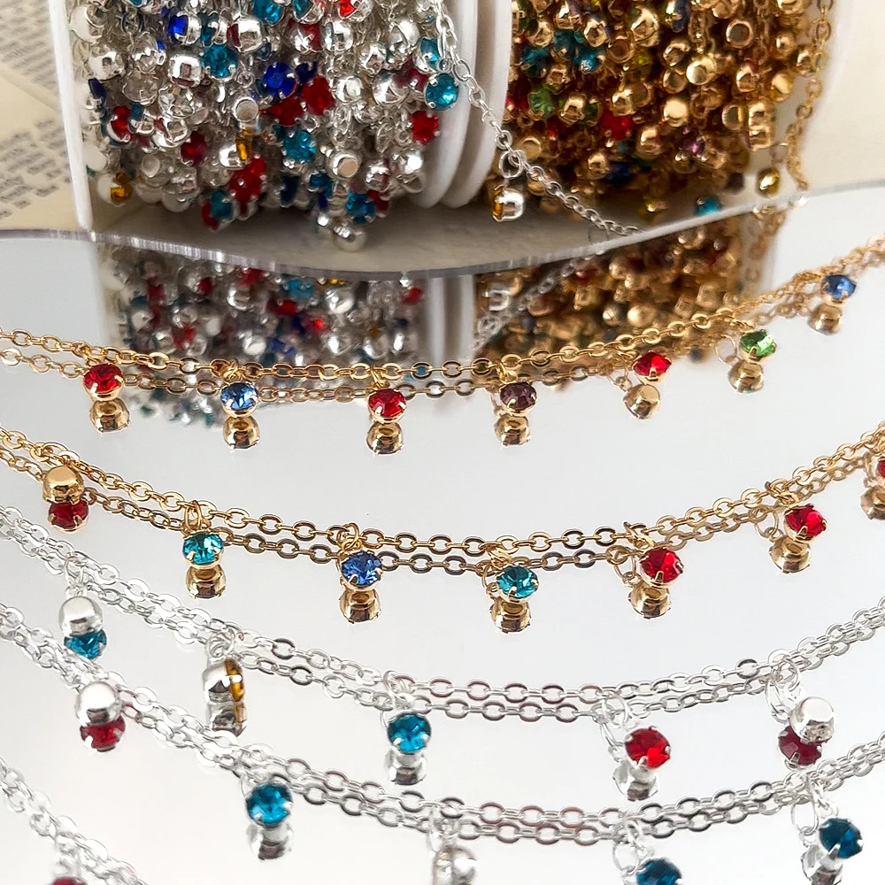 

0,5 м 1 м блестящие красочные хрустальные очаровательные бусины-кисточки медная цепочка DIY ожерелье браслет цепочки из бисера женские принадлежности для изготовления ювелирных изделий