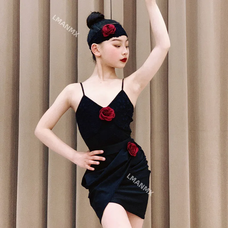 Latin Dance Dress 2025 Summer New High end Feeling Practice Dress Children's High end Performance Dress