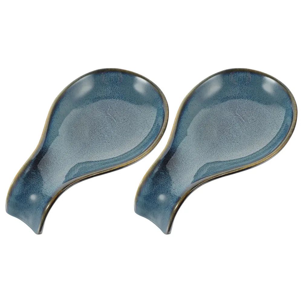 

2Pcs Ceramic Spoon Holder Stove Top Kitchen Scoop Rest Household Gadgets Tableware Utensil Rest Stove Spoon Holder