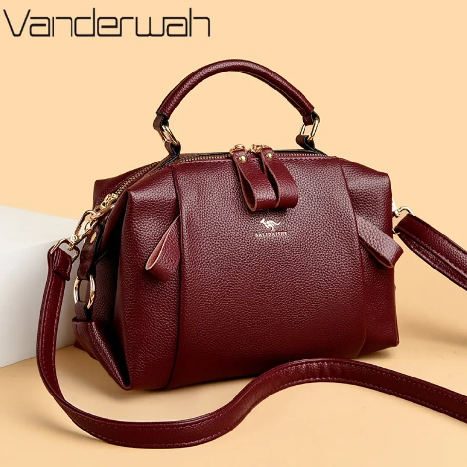 

VANDERWAH Genuine Brand Soft Leather Handbag for Women Luxury Designer Shoulder Crossbody Bag Ladies Casual Commuting Sac A Main