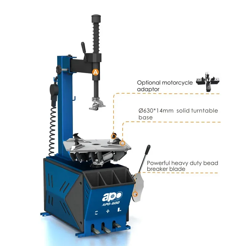 Cheap Tire Changer Tyre Repairing Machine APO-600 Semi-Automatic Swing Arm Car Tyre Changer Machine for Sale