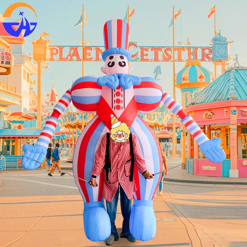 Modèle gonflable d'air de clown de marche dans le dos humain-accessoires personnalisés pour les défilés de bar et les spectacles sur scène