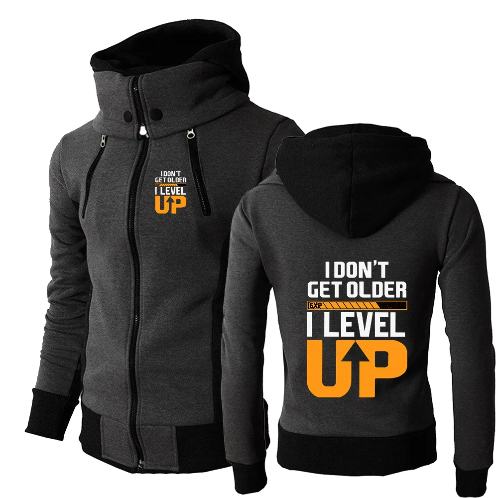 Light and soft texture Hoodies 2025 Men's Spring And Autumn I Don't Get Older I Level up Logo Print Sweatshirt Jacket Coat