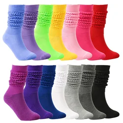 Thick Thermal Knee High Socks Women Knit Style Solid Color Calf Socks Cute Long Loose Slouch  Socks Winter Warm