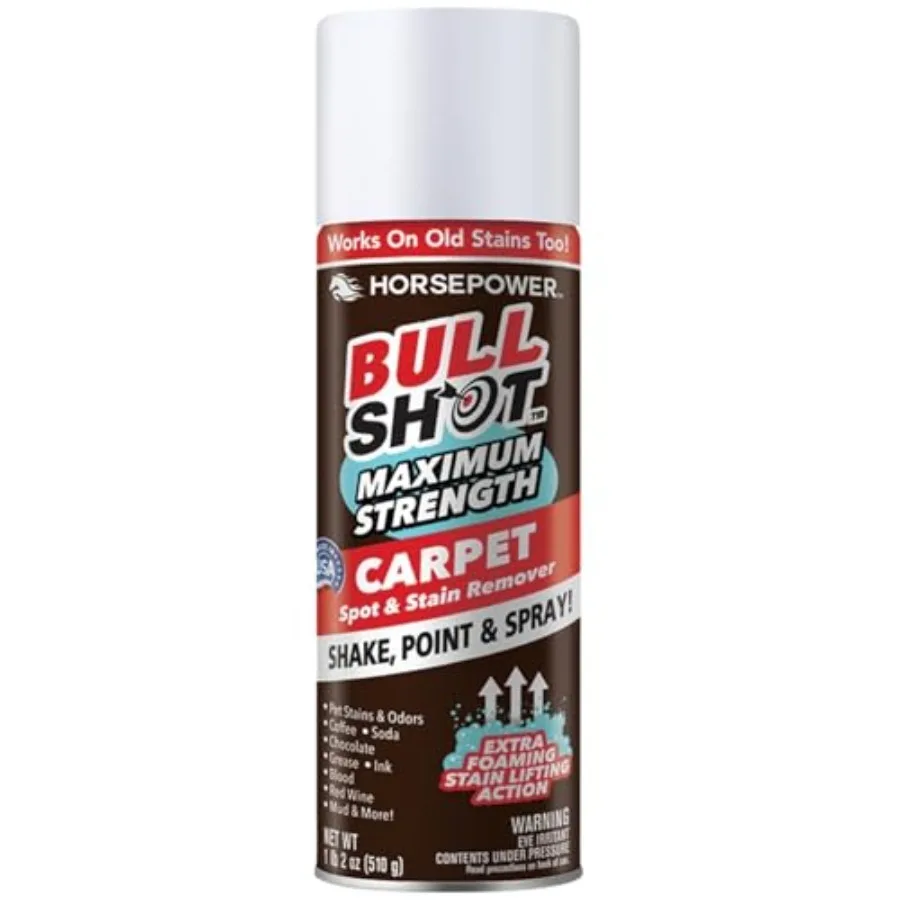 

Средство для удаления пятен с ковров Horsepower Bull Shot Strength, как в рекламе по ТВ, произведено в США. Просто нанесите и распылите, пенное средство для удаления пятен.