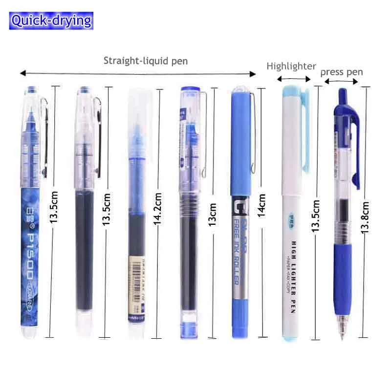 6/7 unids/set bolígrafo de 0,5mm tinta de Color negro/rojo/azul bolígrafo de Gel Rollerball líquido recto para la escuela papelería de oficina Kawaii
