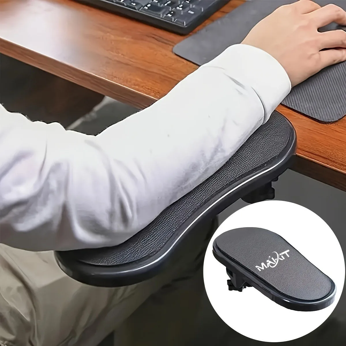 Makit 1pc Desk Armrest Extender with Non‑Slip Base Curved Elbow Support Ideal for Gaming Office Computer Desk Reduces