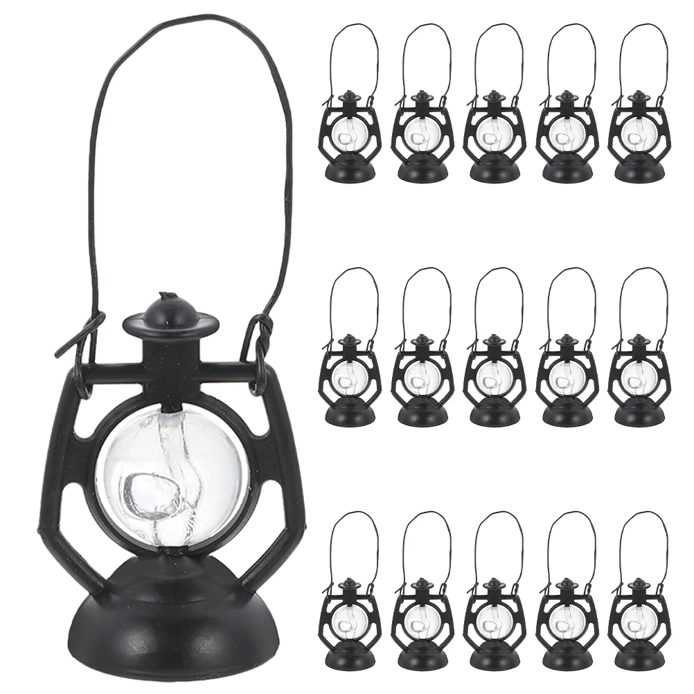 20 個ミニチュアランタンドールハウスアクセサリーリアルな小さなランプ装飾オイルミニチュアヴィンテージミニランプ用