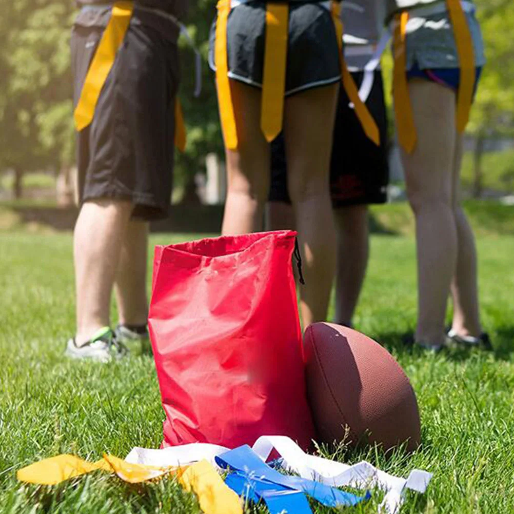 2 Buah Sabuk Bendera Pinggang Sepak Bola Amerika Aksesori Pita Rugby Nilon Putih Kuning untuk Latihan dan Pertahanan Permainan