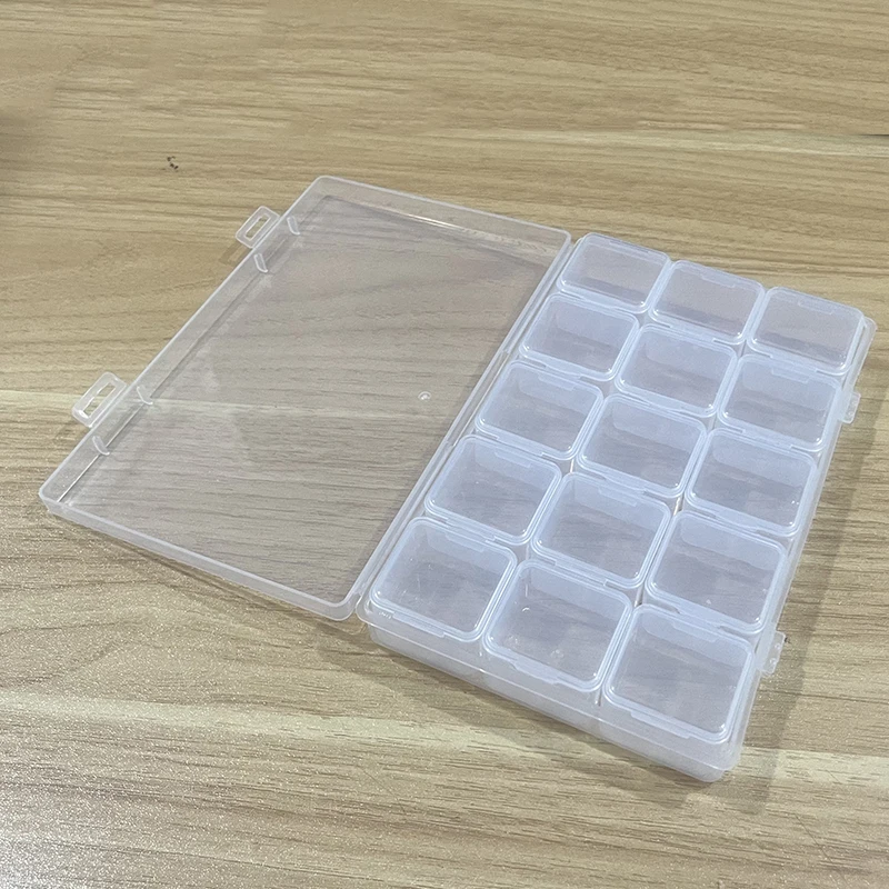 1 set of 15 independent transparent plastic storage boxes, used for DIY diamond painting, bead and jewelry storage, multifunctio