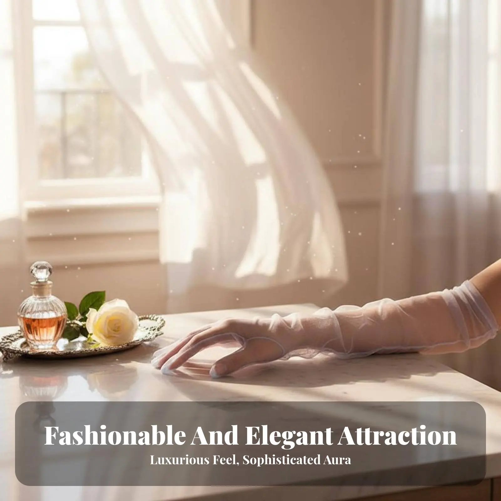

2 Pieces Translucent Evening Glove Elbow Length Attire Accessory Elegant and Design Retro Look for Bridal, Women, Photoshoots