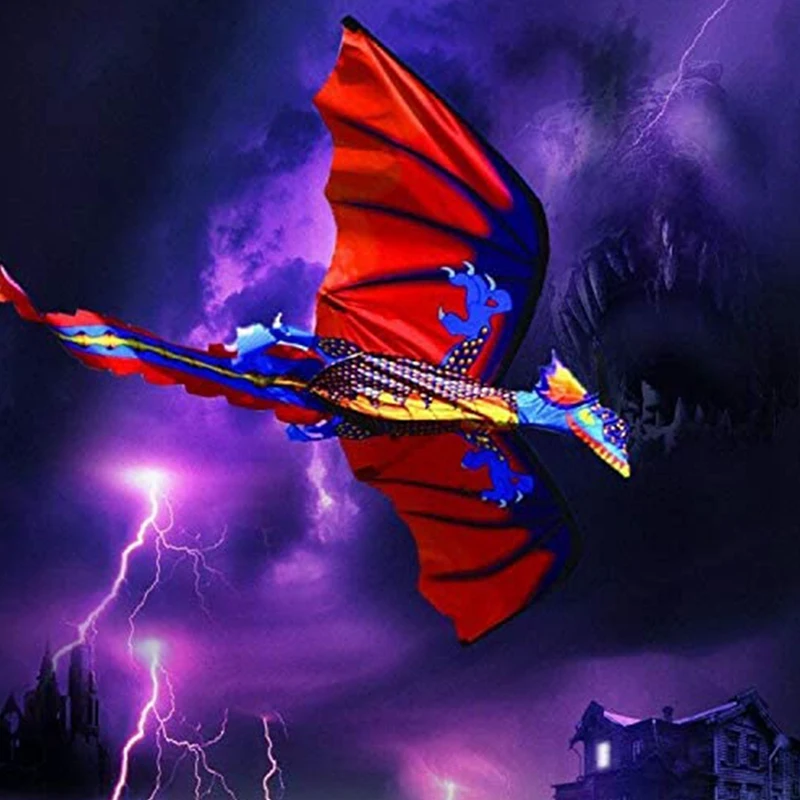 Kite-Upgrade Classical Dragon Kite-Easy To Fly-55Inch X 62Inch Single Line With Tail