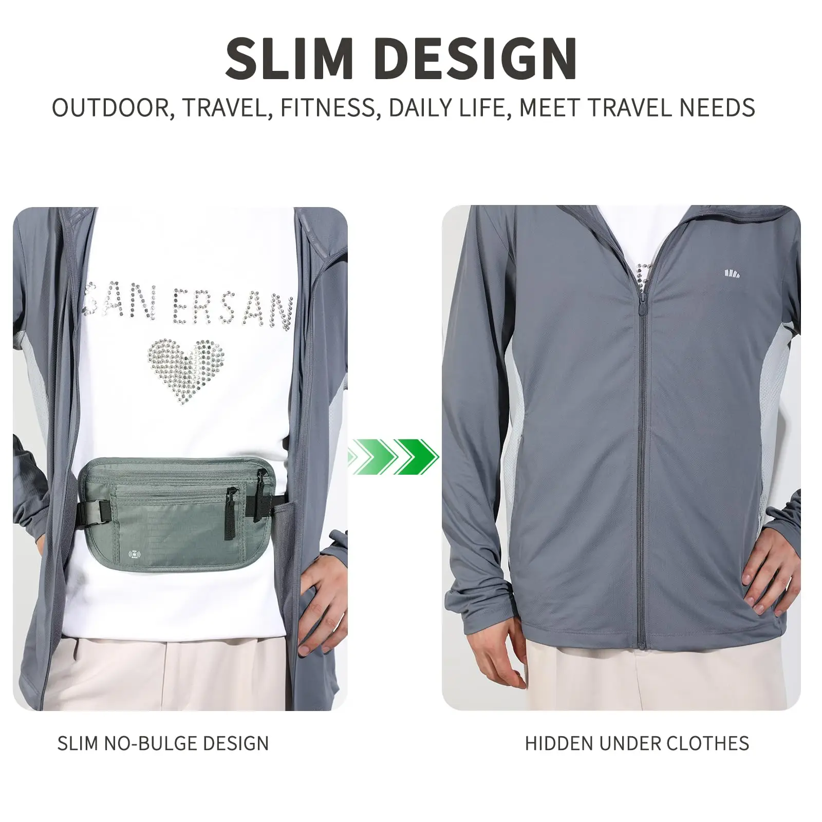 

Hidden Waist Pack Breathable Security Travel Wallet Unisex Money Belt Elastic Travel Money Belt For Document Storage Walking