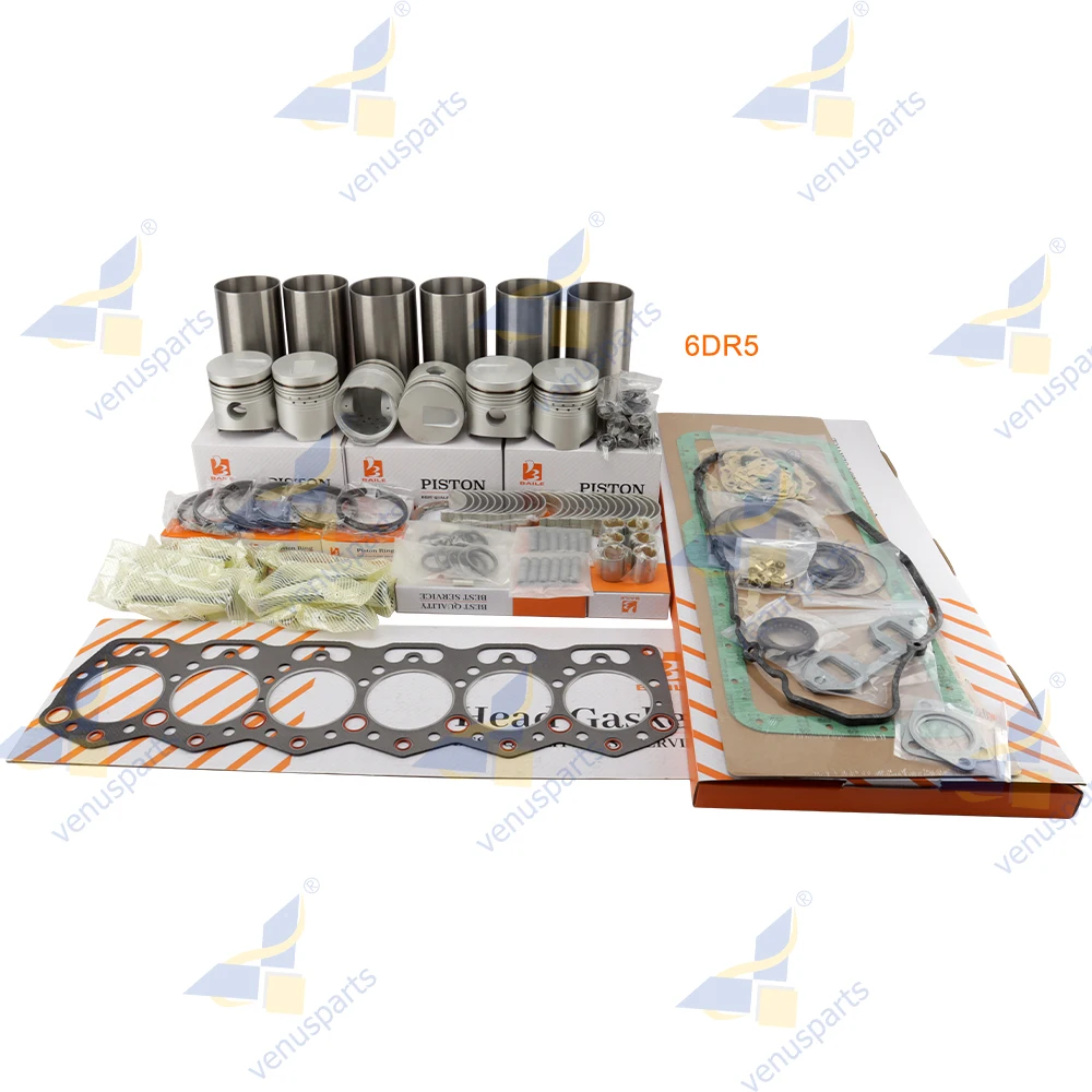 6DR5 Overhaul Rebuild Kit For Mitsubishi Piston Cylinder Liner Full Gasket Set Engine Parts 31617-00106 31617-00104 92*2.5HK+2+4