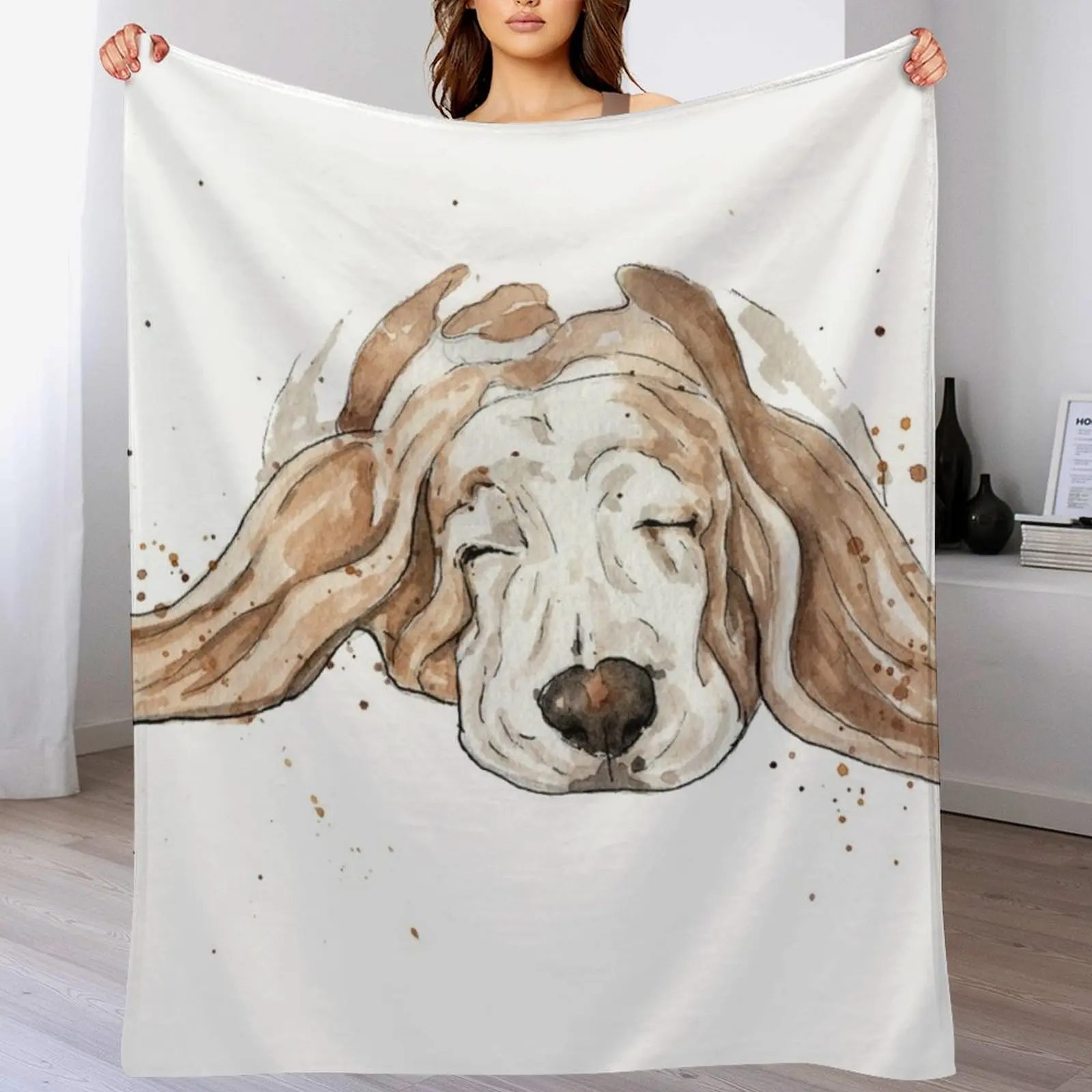 Basset Hound | Pet Portrait | Illustration Throw Blanket Multi-Purpose For Sofa Thin Single Blankets