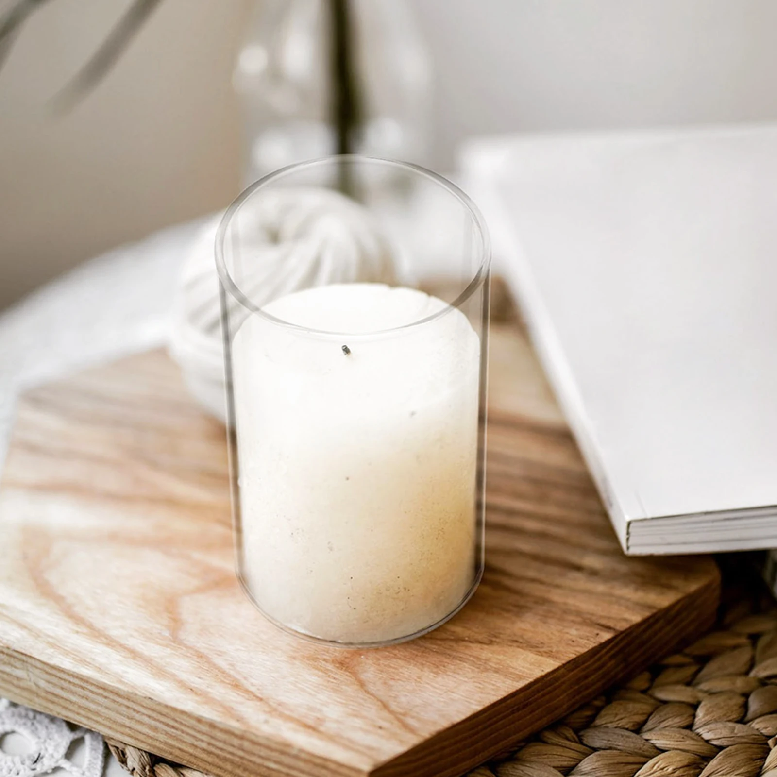 

4Pcs Transparent Glass Covers Cylinder Shape High Borosilicate Glass Protective Shade for Home Decoration