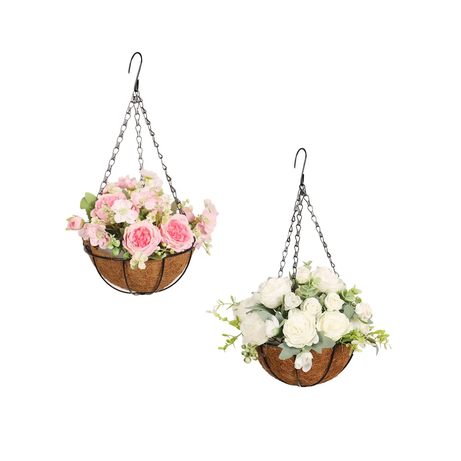 

Hanging Artificial Peony Flowers Basket Hanging Plant for Balcony Porch Lawn