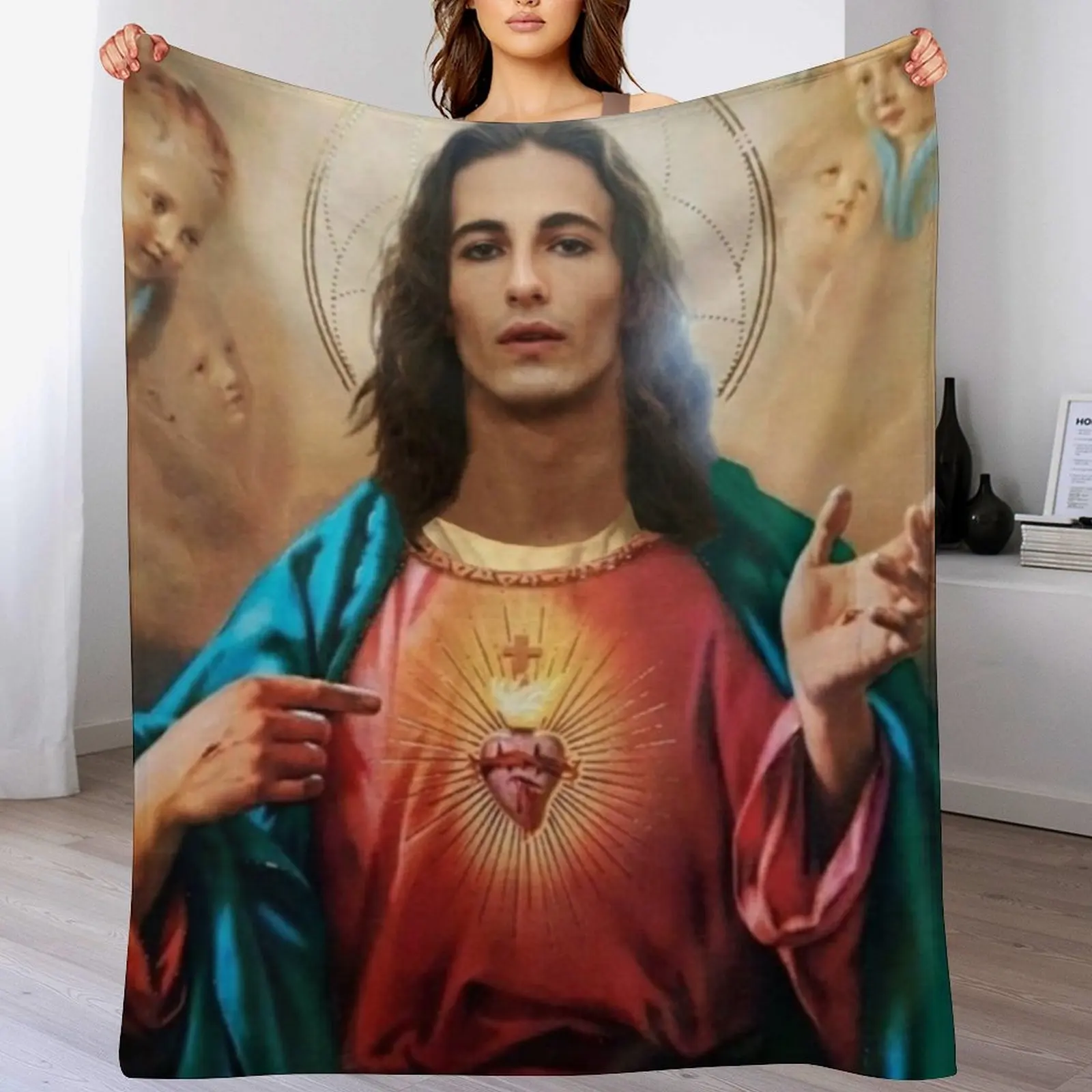 Damiano as Jesus Throw Blanket Picnic Luxury Thicken Shaggy Blankets Sofas Of Decoration Blankets