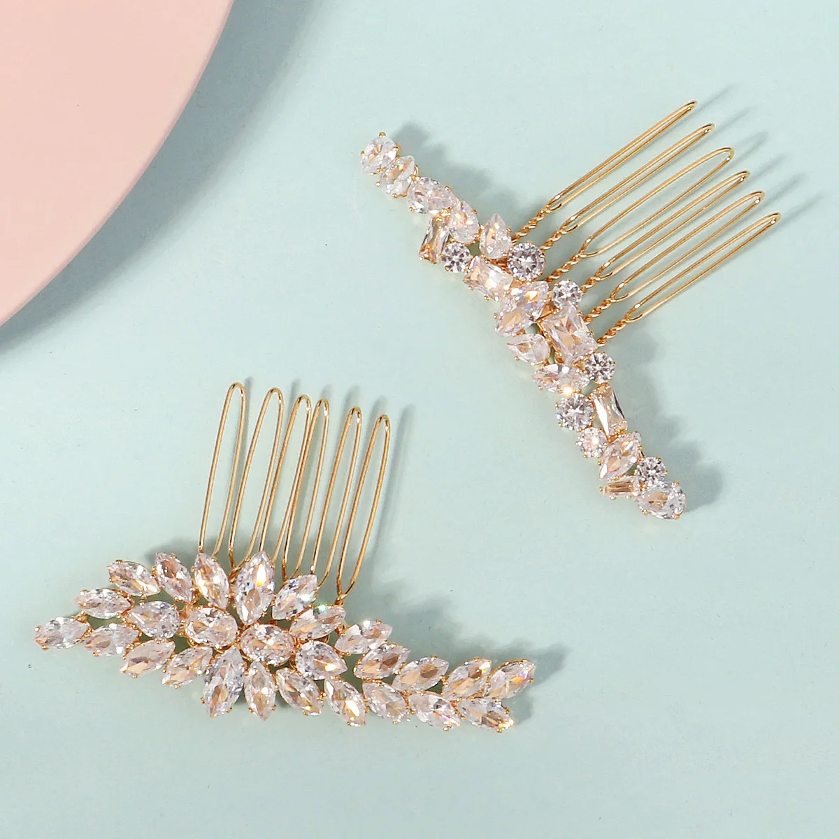 New Gold Zirconia Hair Comb Fashion Hair Clip Jewelry Bridal Wedding Headdress Hair Accessories Holiday Gifts for Friends image 2