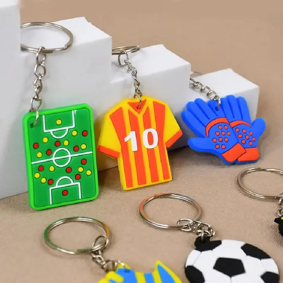 6/12Pcs Soccer Party Favors Keychains Kids Sports Football Birthday Party Goodie Pinata Fillers Toy Silicone Backpack Pendants view 4