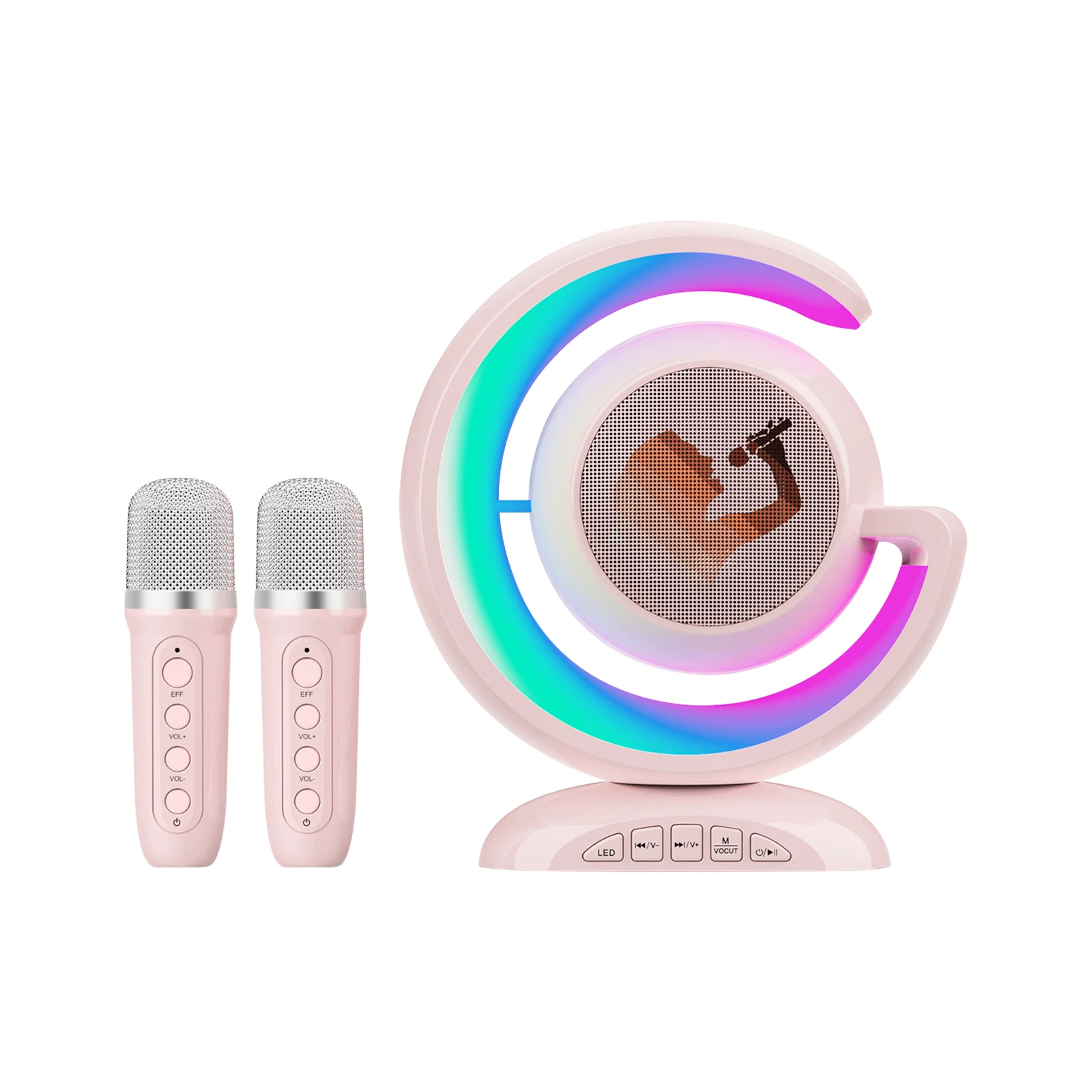 Microphone de karaoké Bluetooth sans fil pour enfants, 2 microphones sans fil, lumières LED, fête à la maison, cadeaux d'anniversaire pour enfants