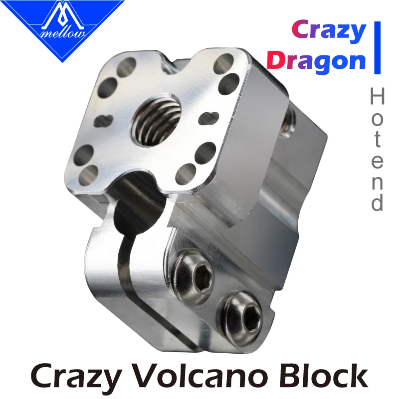 Mellow NF-Crazy-Volcano Heater Block Copper/Aluminum For 3D Printer NF-Crazy Hotend Dragon Hotend Volcano Nozzle