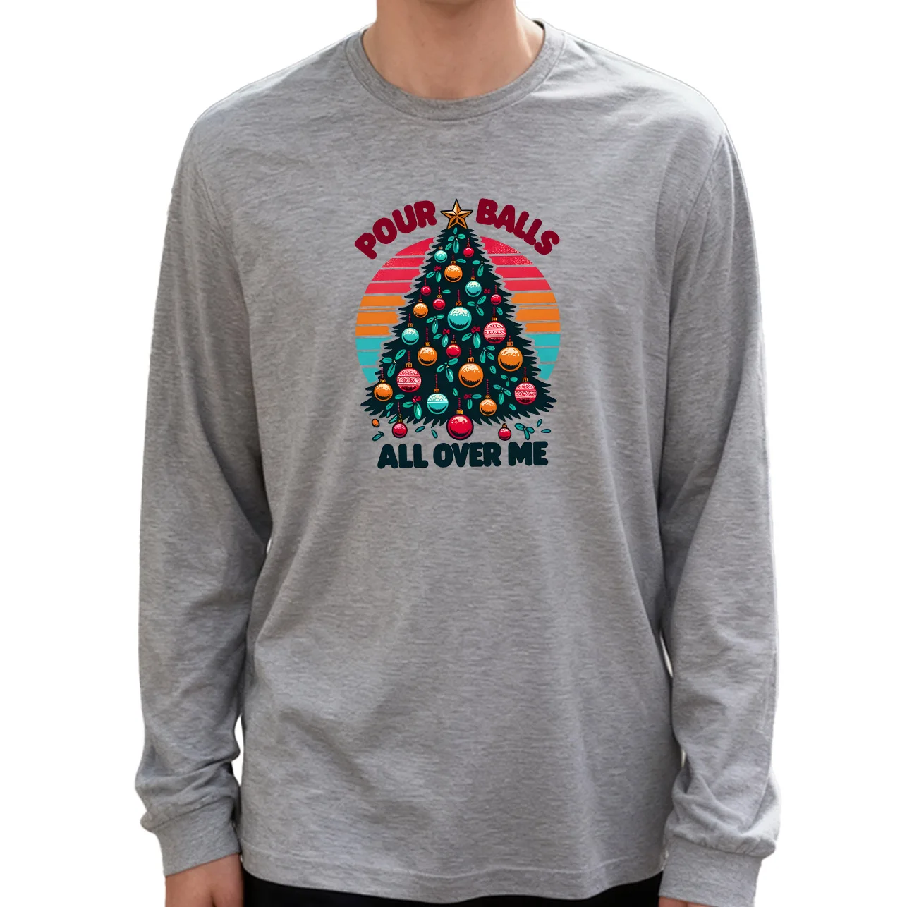 For Balls All over Me メンズ長袖Tシャツ 綿100% 180g クルーネック カジュアル デイリースタイル 柔らかく通気性あり