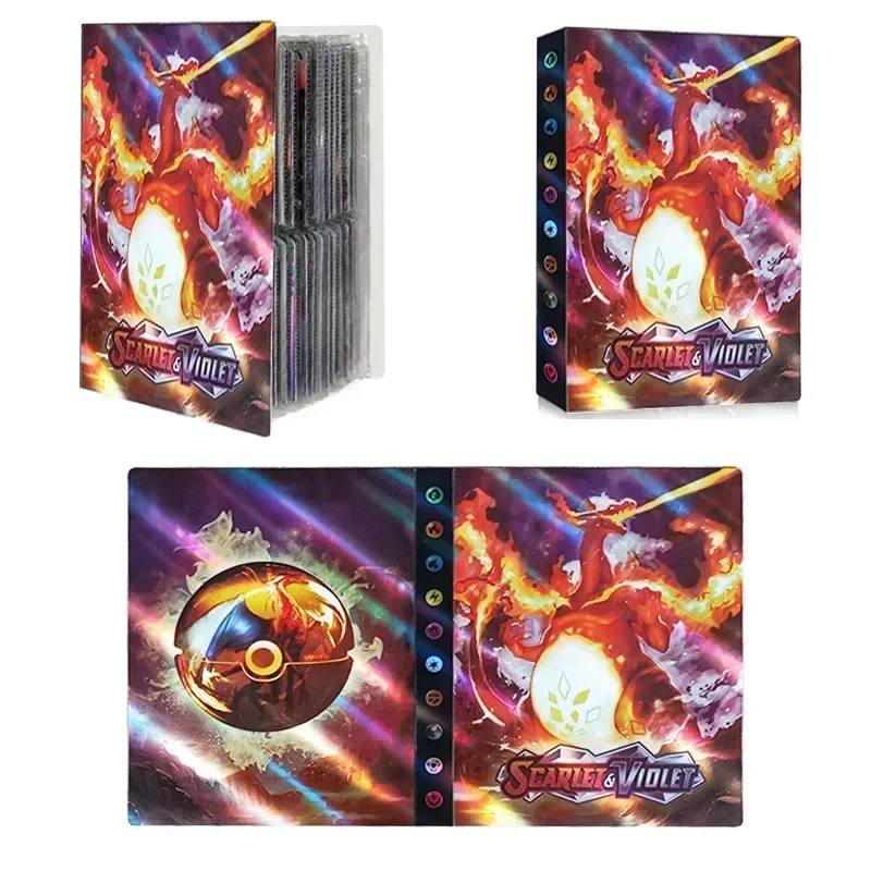

240Pcs Laser Anime Character Cover Charizard Collection Album Ultra Evolution Card Album Full Star Shining Card Storage Album
