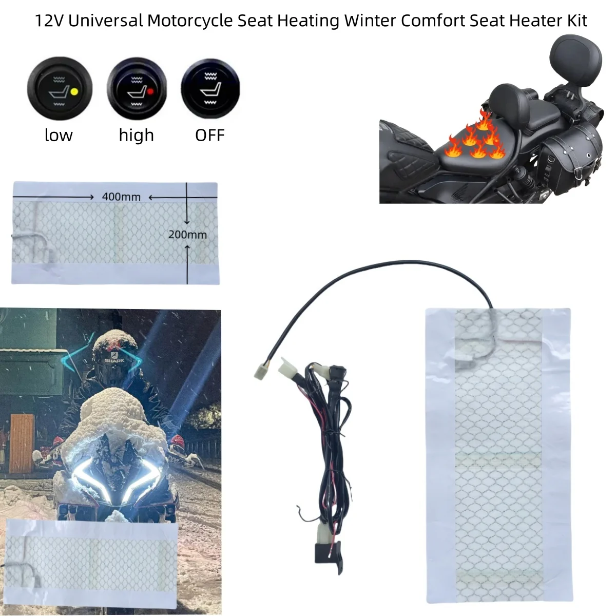 AliExpress JMANEYES 12V  Universal Motorcycle ATV UTV E-BIKE round switch Carbon Fiber Seat Heater heated pad