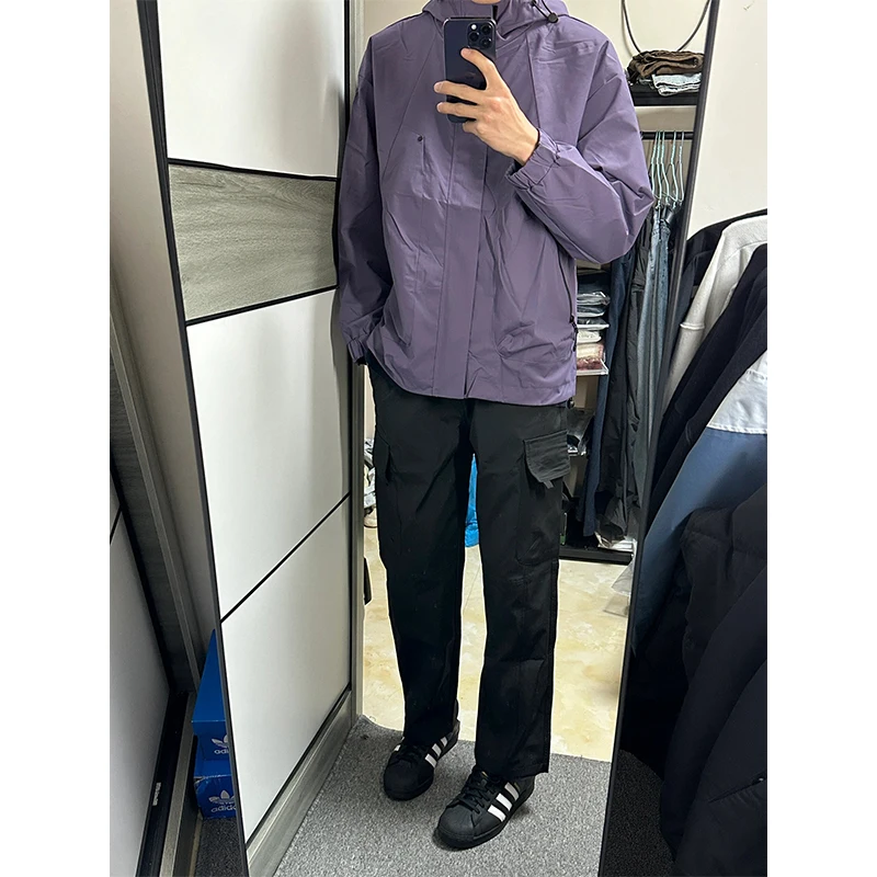 

Мужская демисезонная куртка Purple Softshell: новая модель, американский стиль, модная, для активного отдыха, водонепроницаемая, с капюшоном, Cleanfit, на молнии, длинная, S-размер