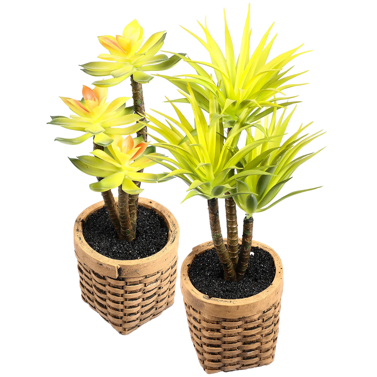 

2Pcs Simulation Succulent Plant Potted Adornments Realistic Artificial Decor for Home Office Table Desk Bonsai