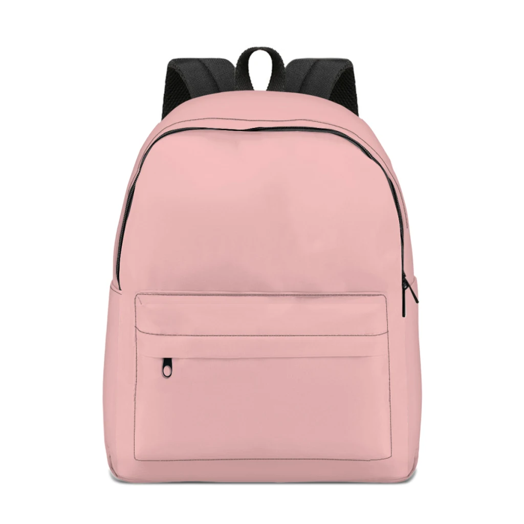 New Fashionable  Solid Color Backpack Bag Large Capacity Trendy Book Bag Multi-pockets Adjustable 17inch