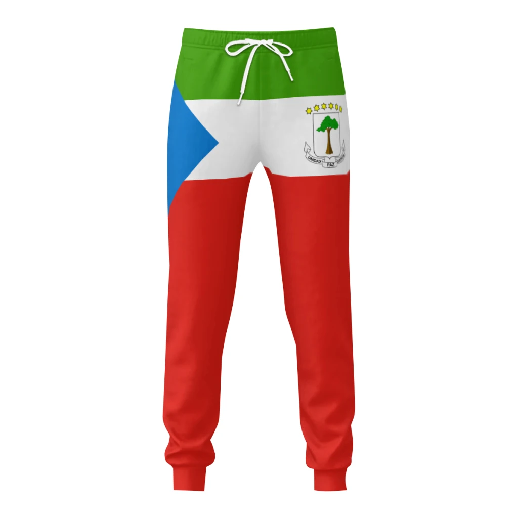 Pantaloni della tuta da uomo pantaloni della bandiera dell'emblema della Guinea equatoriale con tasche pantaloni da jogging calcio calcio sport sudore con coulisse