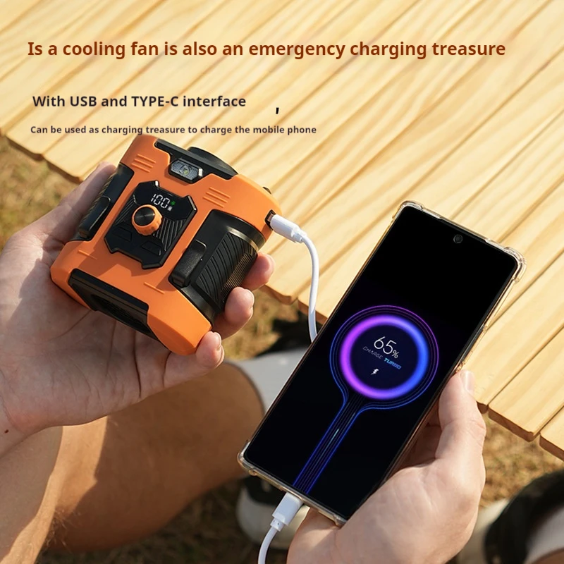 مروحة معلقة على الخصر عالية السرعة، مشبك خصر محمول USB، بطارية 8000 مللي أمبير في الساعة، مروحة صغيرة لبنك الطاقة في موقع البناء الخارجي، يمكن ارتداؤها #2