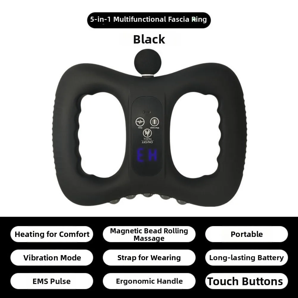 Multifunctional Fascia Massage Ring Vibration Dual-Ring Handheld Massager Magnetic Bead EMS Pulse Muscle Massage Machine