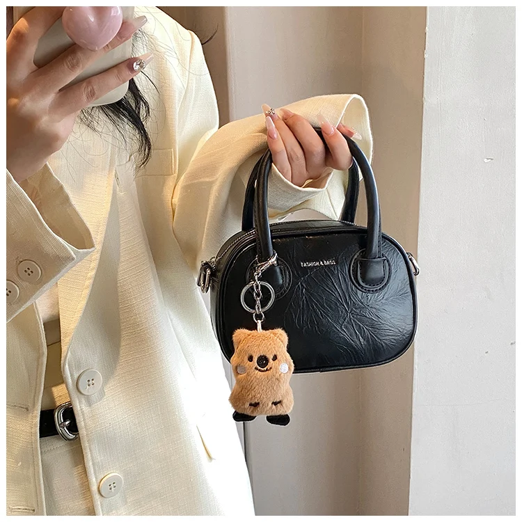 New Luxury 2025 Bowling Bag Fashion Small Square Bag Women High-End Trendy Shoulder Crossbody Bag for Girls Boston Bag Silver