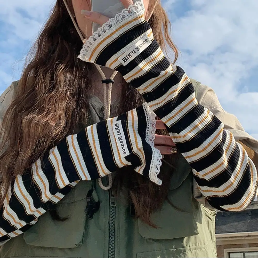 

Korean split Lace Cuff Long Sleeve Sun Protection Arm Sleeves Women's Driving Sun Protection Bell Sleeve Adjustable Long Sleeve