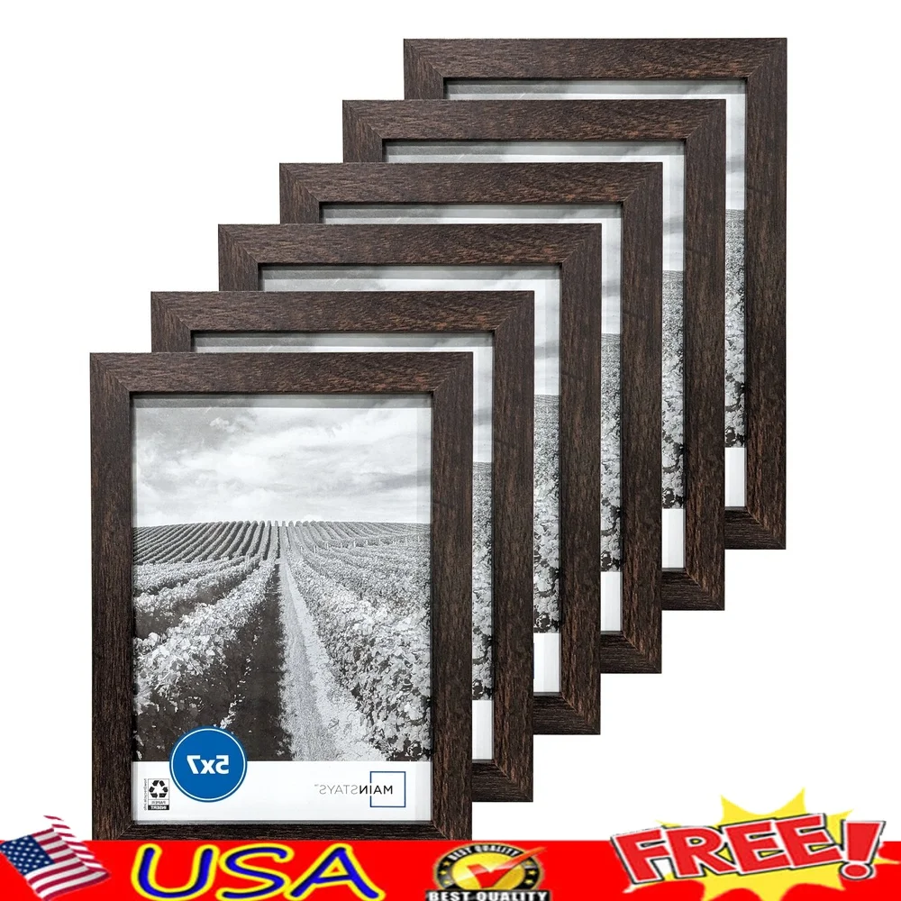 

Набор из 6 фоторамок 5x7, галерея, украшение на стену, настольный горизонтальный вертикальный дисплей, МДФ, классический коричневый