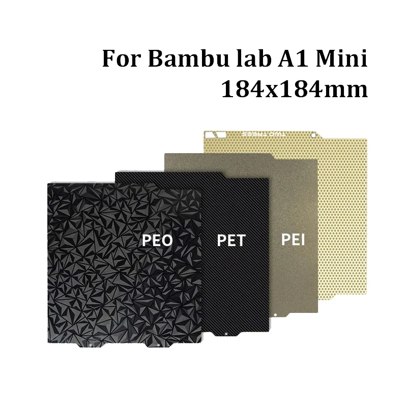 

184x184 мм для Bambu Lab A1 Mini Build Plate H1H PEY PEO PET PEI Гладкая текстурированная кровать Bambulabs Пружинный стальной лист Pei Sheet
