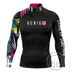 Men's Surfing Long Sleeve Shirts Rash Guards Performance Upf 50+ Sun Protection Swimming Clothing Surfing Suit Surf Lycra Tee