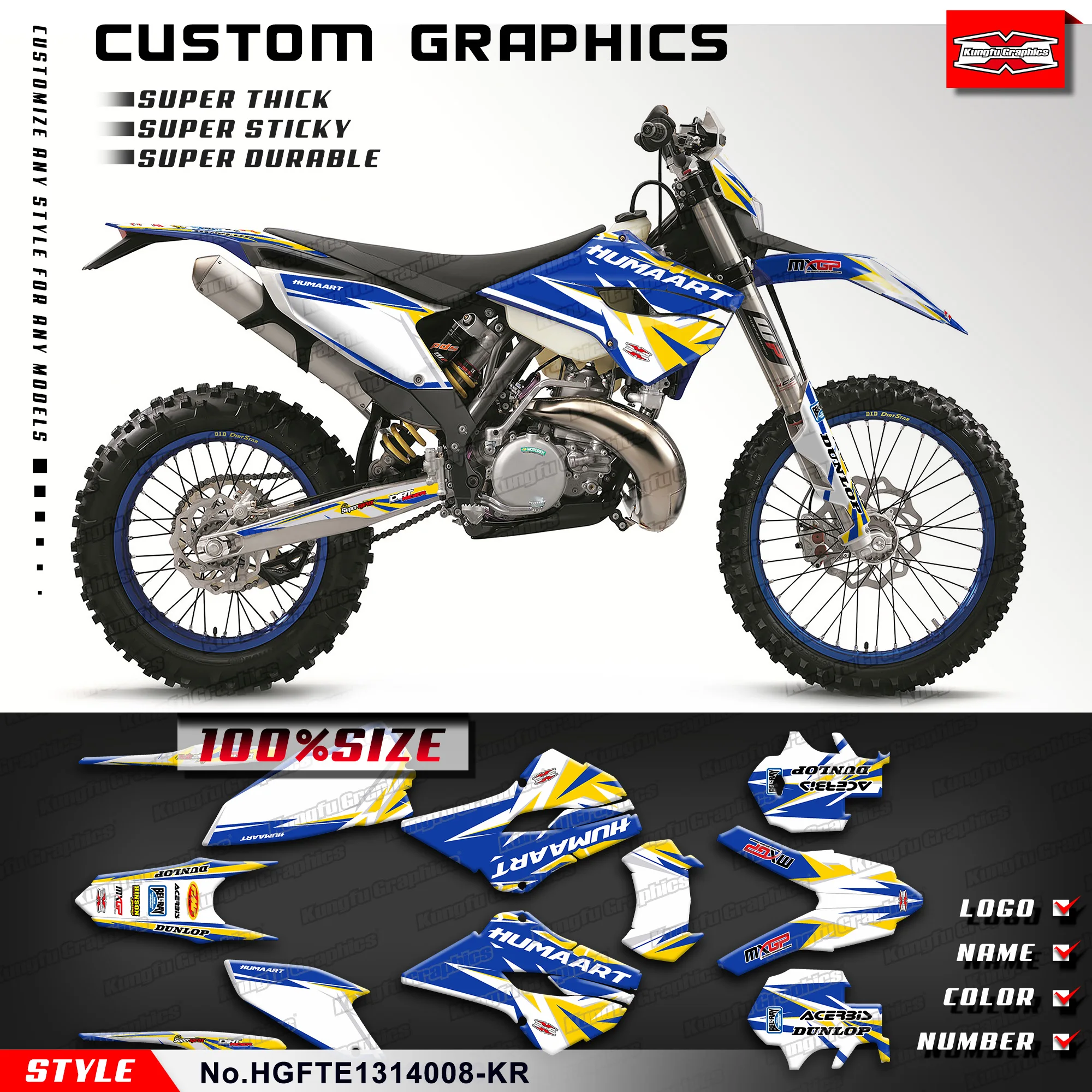 

KUNGFU GRAPHICS Motorcycle Graphics Vinyl Wrap for Husaberg TE 125 250 300 / FE 250 350 450 501 2013 2014, HGFTE1314008-KR