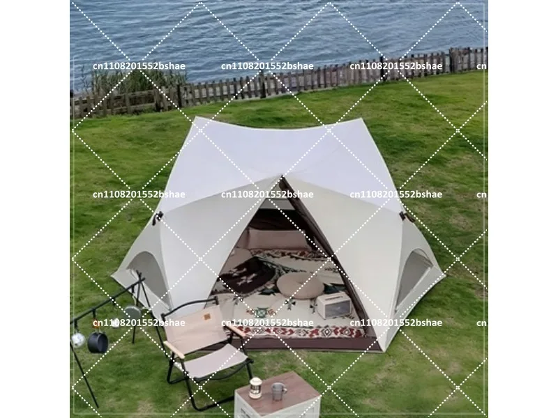 Rainproof UV Protection Pop Up Beach Tent for Family Outdoor Picnic, Instant Setup Sun Shelter Hexagonal Canopy