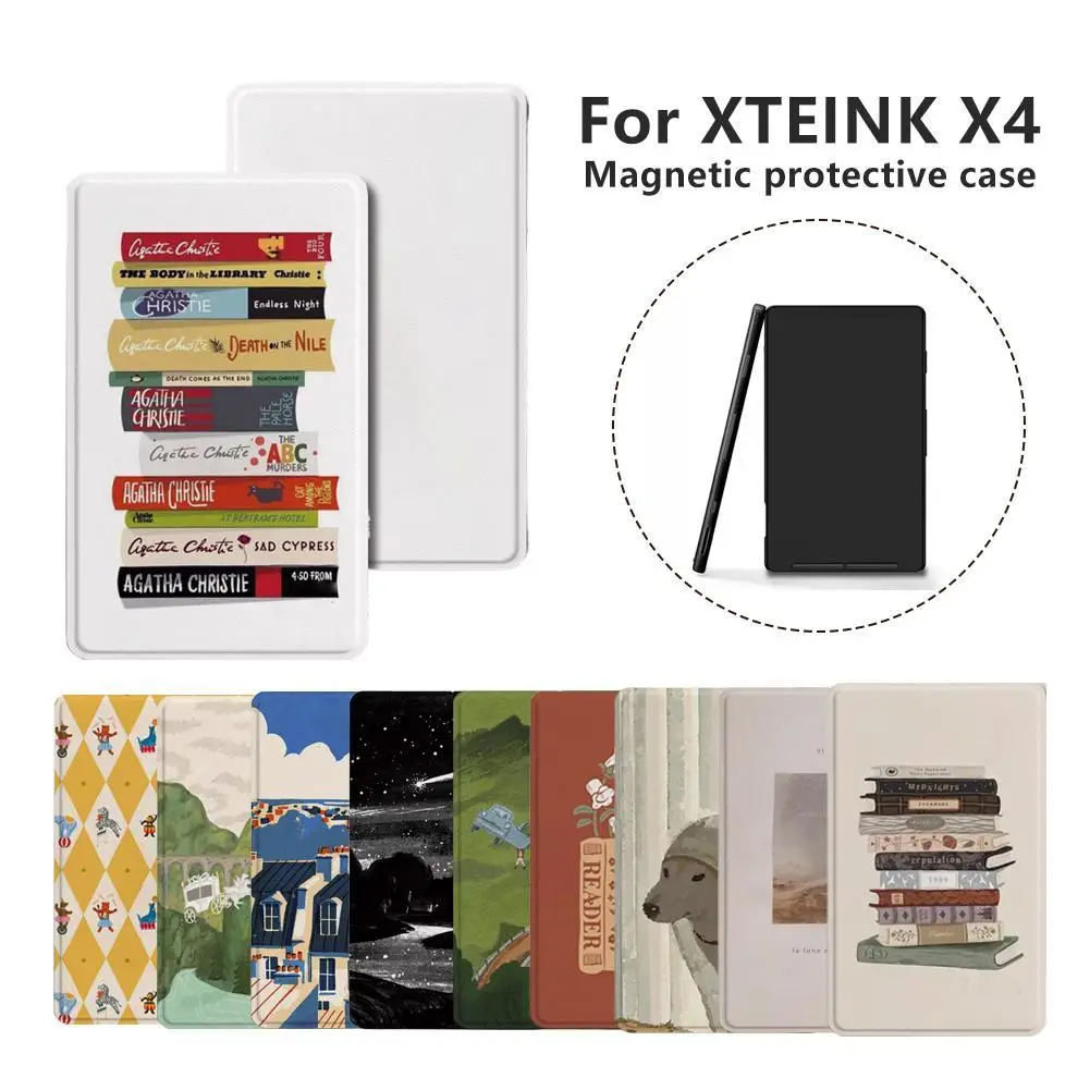 Case For XTEINK X4 E-Book Magnetic Protective Cover Flip Design Ink Screen Full-wrap Shockproof Shell 4.3in E-Reader Accessories