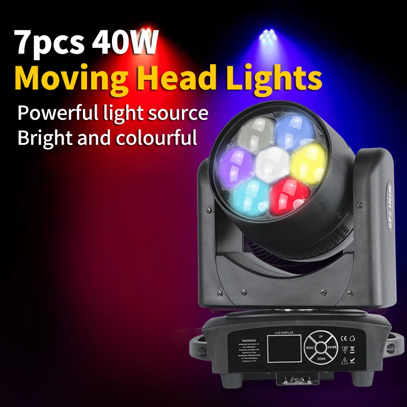 

LED Beam RGBW 4in1 DMX Mobile Zoom Moving Head Light 7x40 Wash Bees Eyes Beam Light For DJ Disco Party concert Stage Lighting