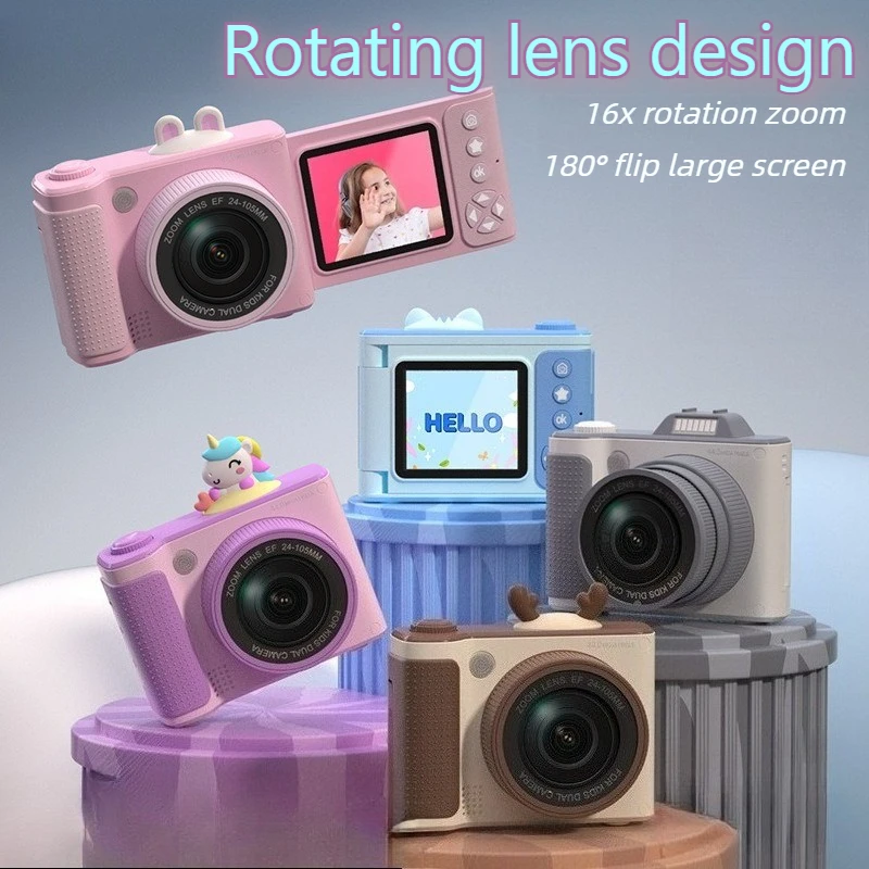 S6 Children Camera Toys High Definition Digital Dual Photo Camera 2.4 Inch 16X Zoom Mini Electronic Games Toys Gifts for Kids
