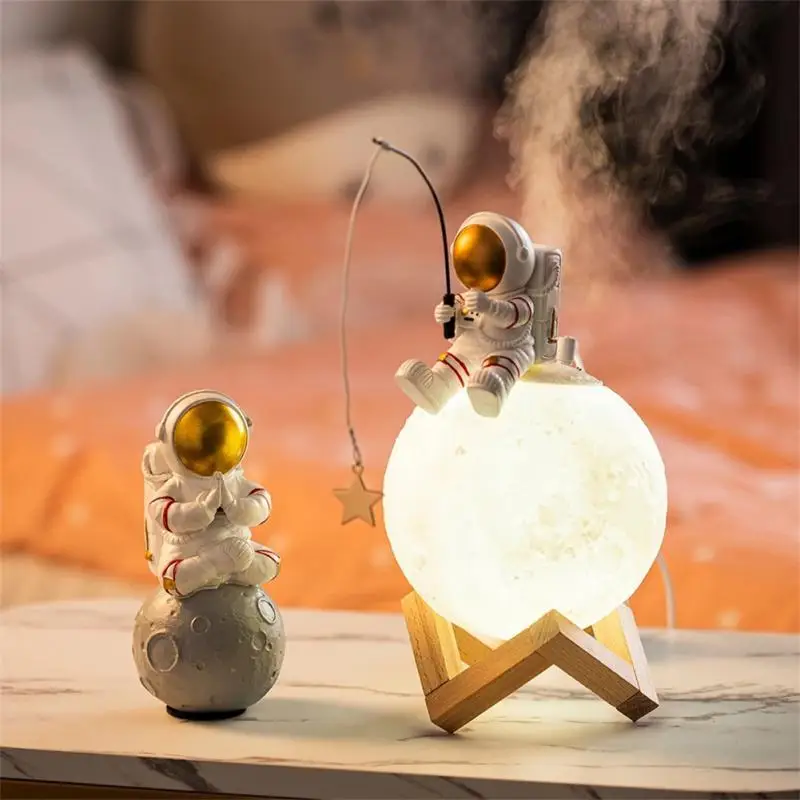 Astronaut Figurines Home Decoration Resin Space Man Miniature Night Light Humidifier Cold Fog Machine Accessories Birthday Gifts